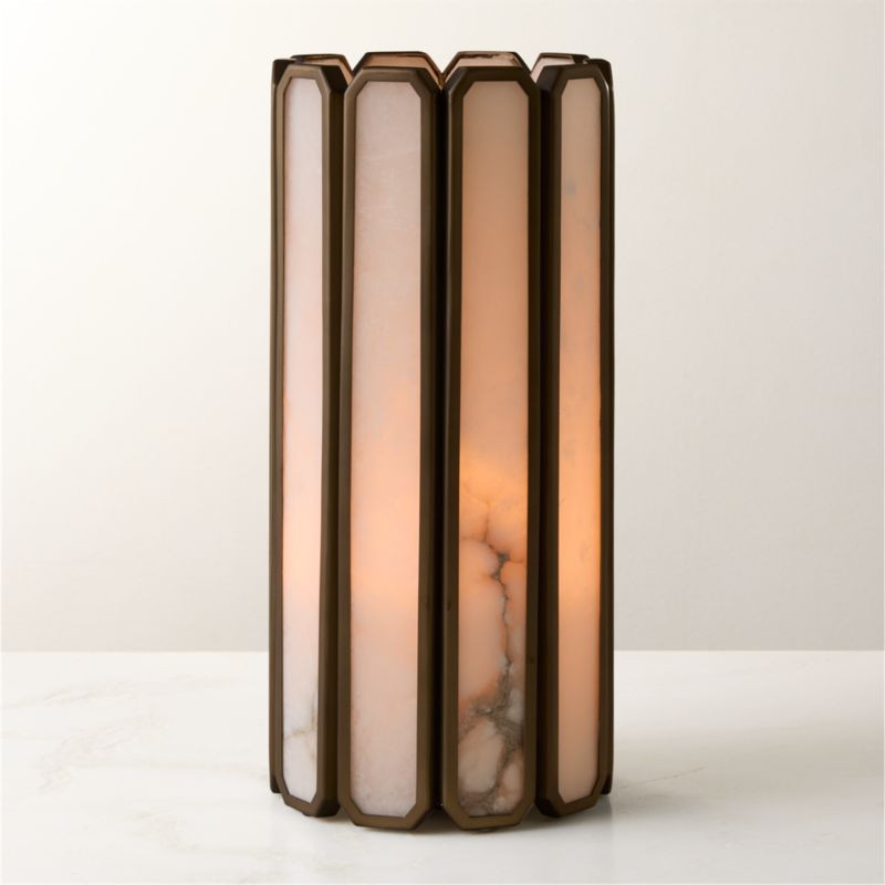 Aldron Large Bronze Alabaster Hurricane Candle Holder + Reviews | CB2 | CB2