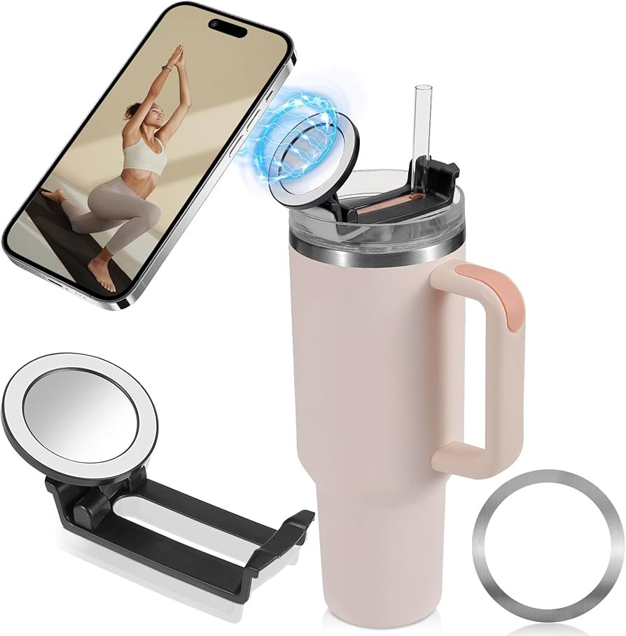 Water Bottle Phone Holder for Stanley 40oz Quencher Tumbler Cup Lid, Compatible with MagSafe, wit... | Amazon (US)
