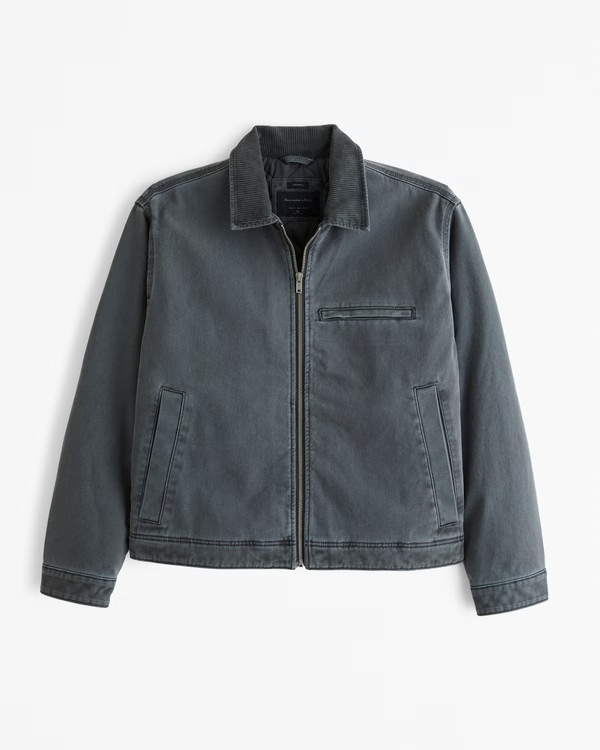 Cropped Zip Workwear Jacket | Abercrombie & Fitch (US)
