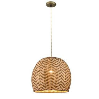 Vividia 1-Light Natural Rattan Hanging Pendant Light in Brass Finish | The Home Depot
