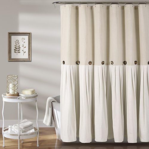 Lush Decor Button Shower Curtain, 72" X 72", Linen | Amazon (US)