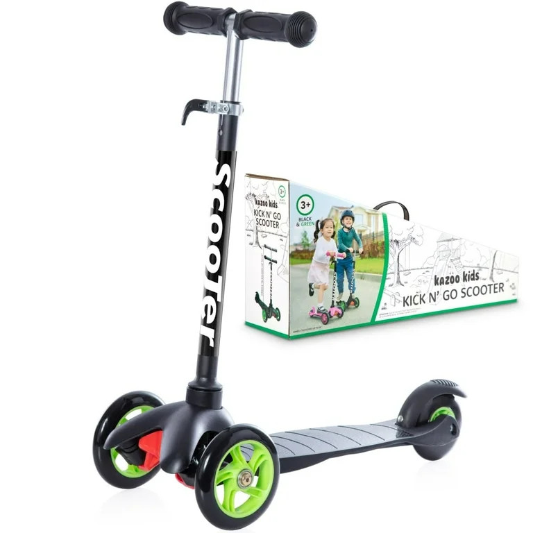 Kazoo Kids 3-Wheel Kick Scooter Step for Brake Deluxe Aluminum Frame, Black | Walmart (US)
