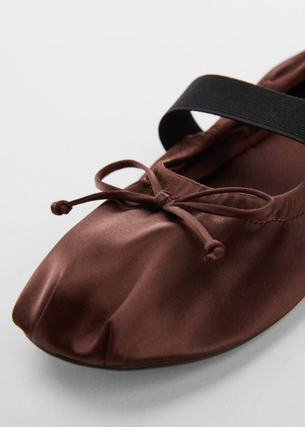 Elastic satin ballerinas -  Women | Mango USA | MANGO (US)