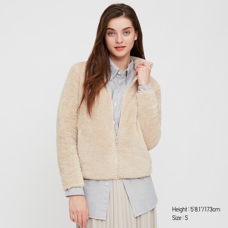 UNIQLO Women's Fluffy Yarn Fleece Full-Zip Jacket, Natural, S | UNIQLO (US)