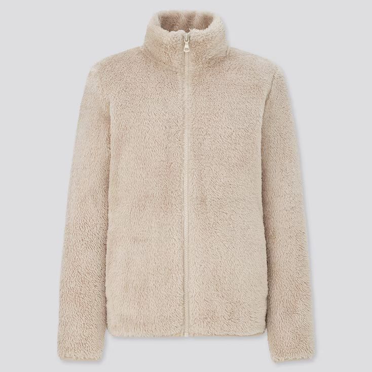 UNIQLO Women's Fluffy Yarn Fleece Full-Zip Jacket, Natural, S | UNIQLO (US)