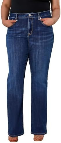 Women's Plus Size Bell Bottom Jeans Mid High Rise Flare Jean Skinny Stretchy Denim Pants | Amazon (US)