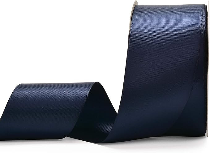 YAMA Double Face Satin Ribbon - 2 Inch 25 Yards for Gift Wrapping Ribbons Roll, Navy | Amazon (US)