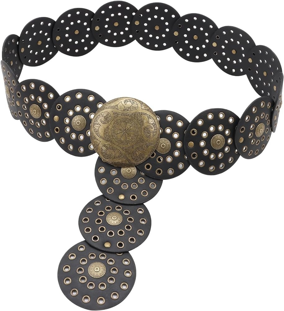 Hollow Disc Belt Western Style Exaggerated Cowboy Wide Disc Belt Metal Buckle | Amazon (US)