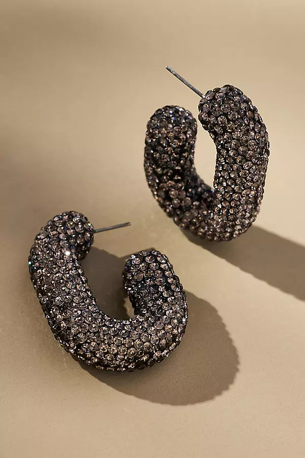 Oblong Pavé Hoop Earrings | Anthropologie (US)