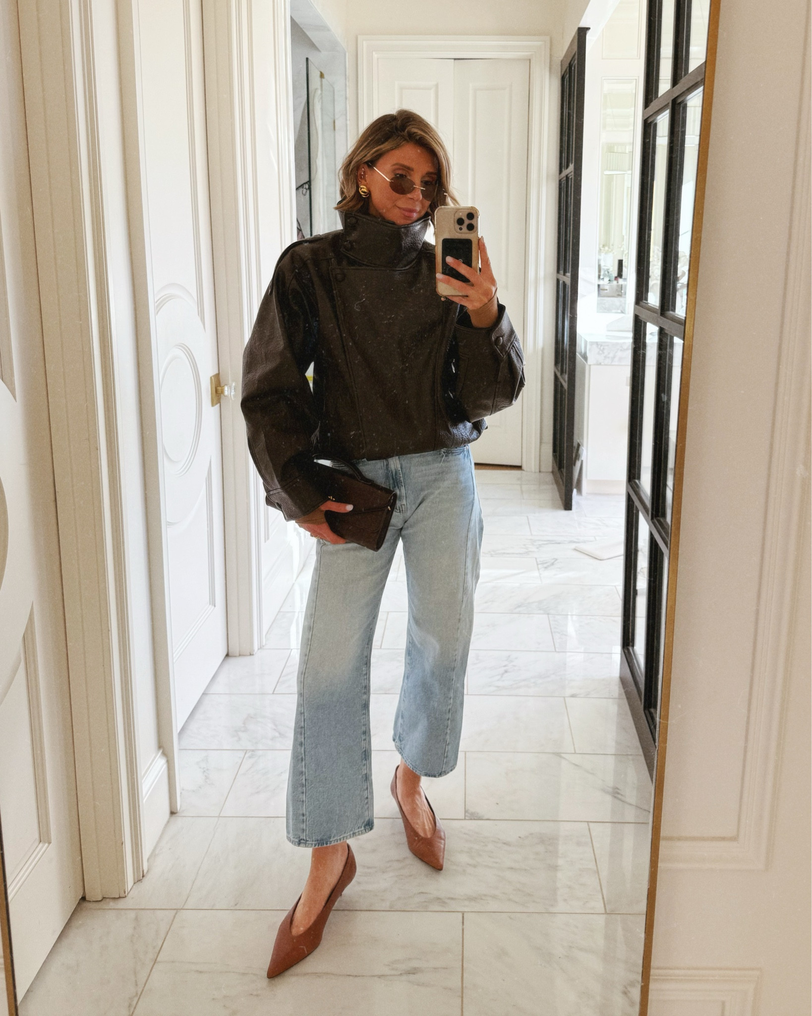 The viral Zara faux leather jacket is SO good. I'm wearing size small. 