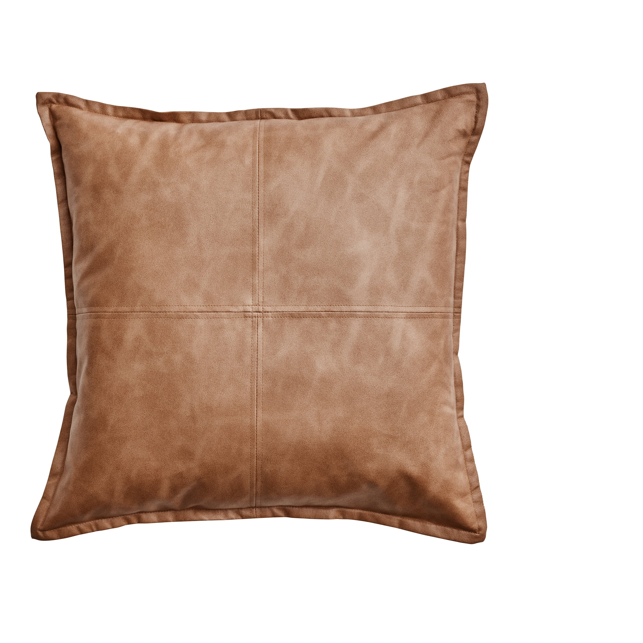 Better Homes & Gardens 20" x 20" Beige Vegan Leather Decorative Pillow | Walmart (US)