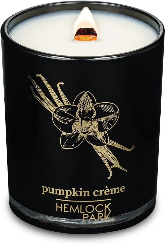 Hemlock Park Black & Gold Crackling Wood Wick Candle Handcrafted with Natural Plant-Based Coconut... | Amazon (US)