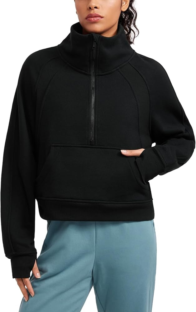 CRZ YOGA Womens Fleece Lined Half Zipper Sweatshirts Funnel Neck Long Sleeve Oversized Pullover H... | Amazon (US)
