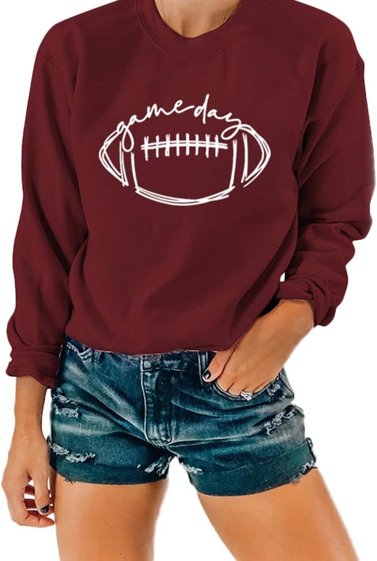 NEXLOMOS Women Crewneck Long Sleeve Football Game Day Sweatshirts | Amazon (US)