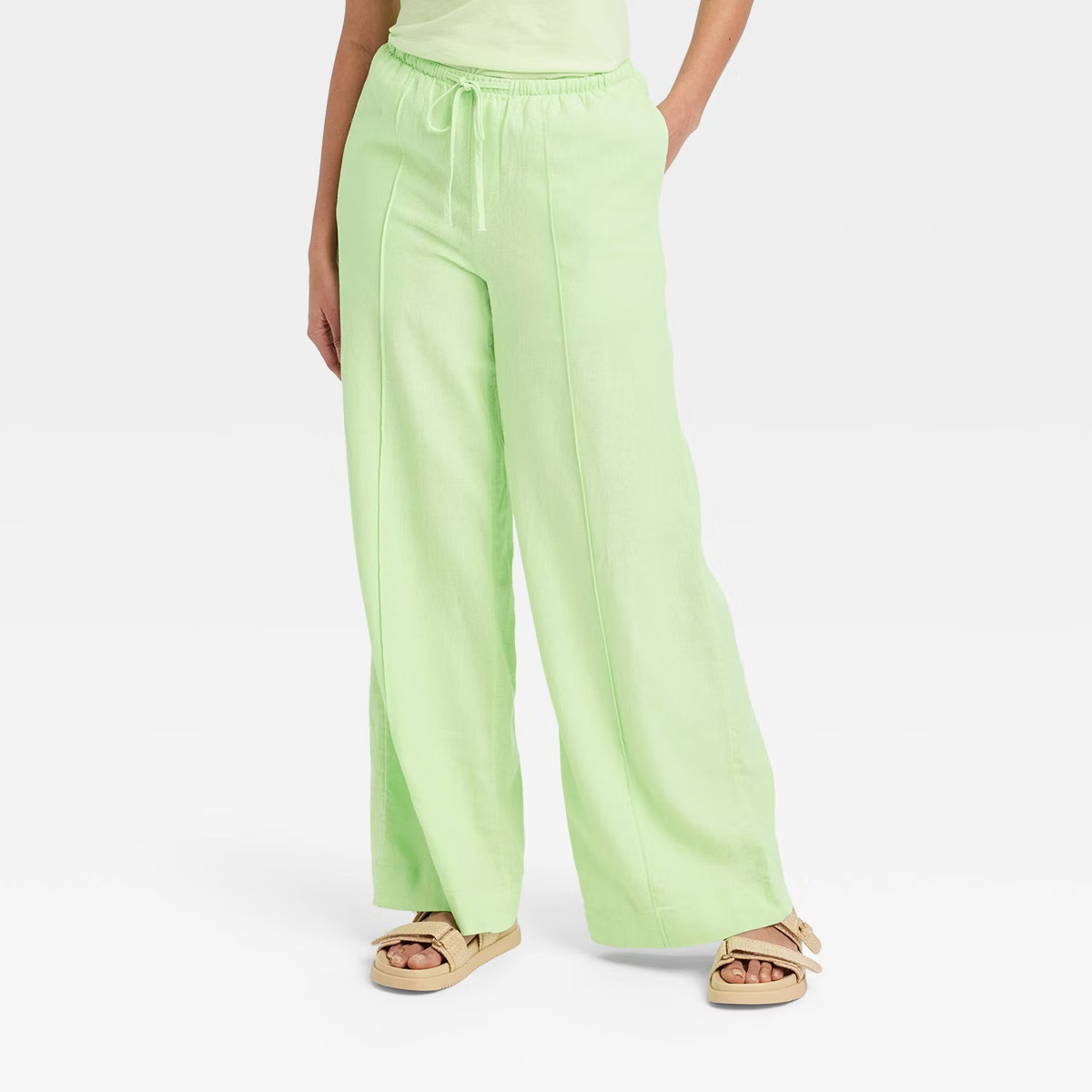 Women's High-Rise Wide Leg Linen Pull-On Pants - A New Day™ | Target