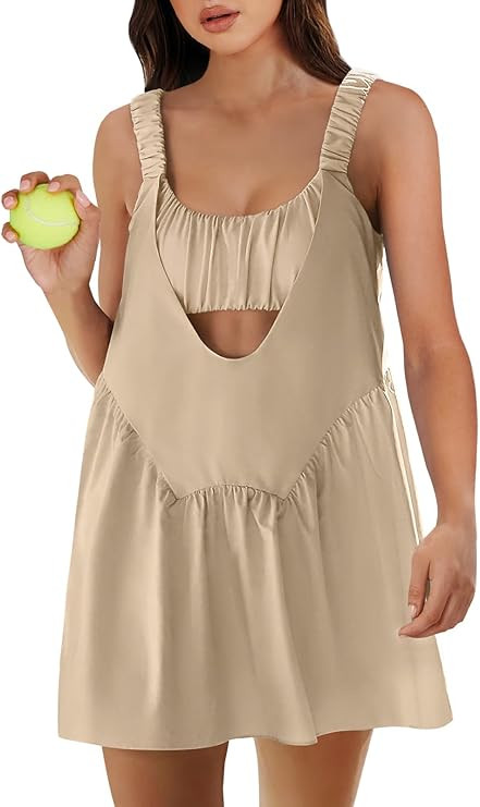 ANRABESS Women Summer Sleeveless Mini Dress Built-in Bra and Shorts Casual Cutout Workout Athleti... | Amazon (US)