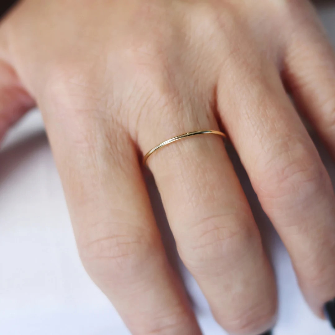 Solid 14K Yellow Gold Polished Band Stacking Rings for Women - Mix + Match Fashion Ring US Women... | Etsy (US)