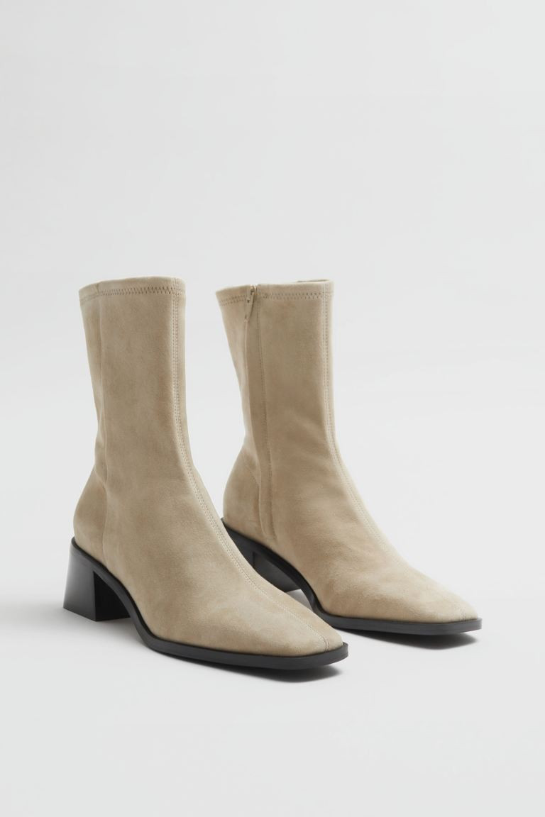 Sockboots aus Leder - Beige - Ladies | H&M DE | H&M (DE, AT, CH, NL, FI)