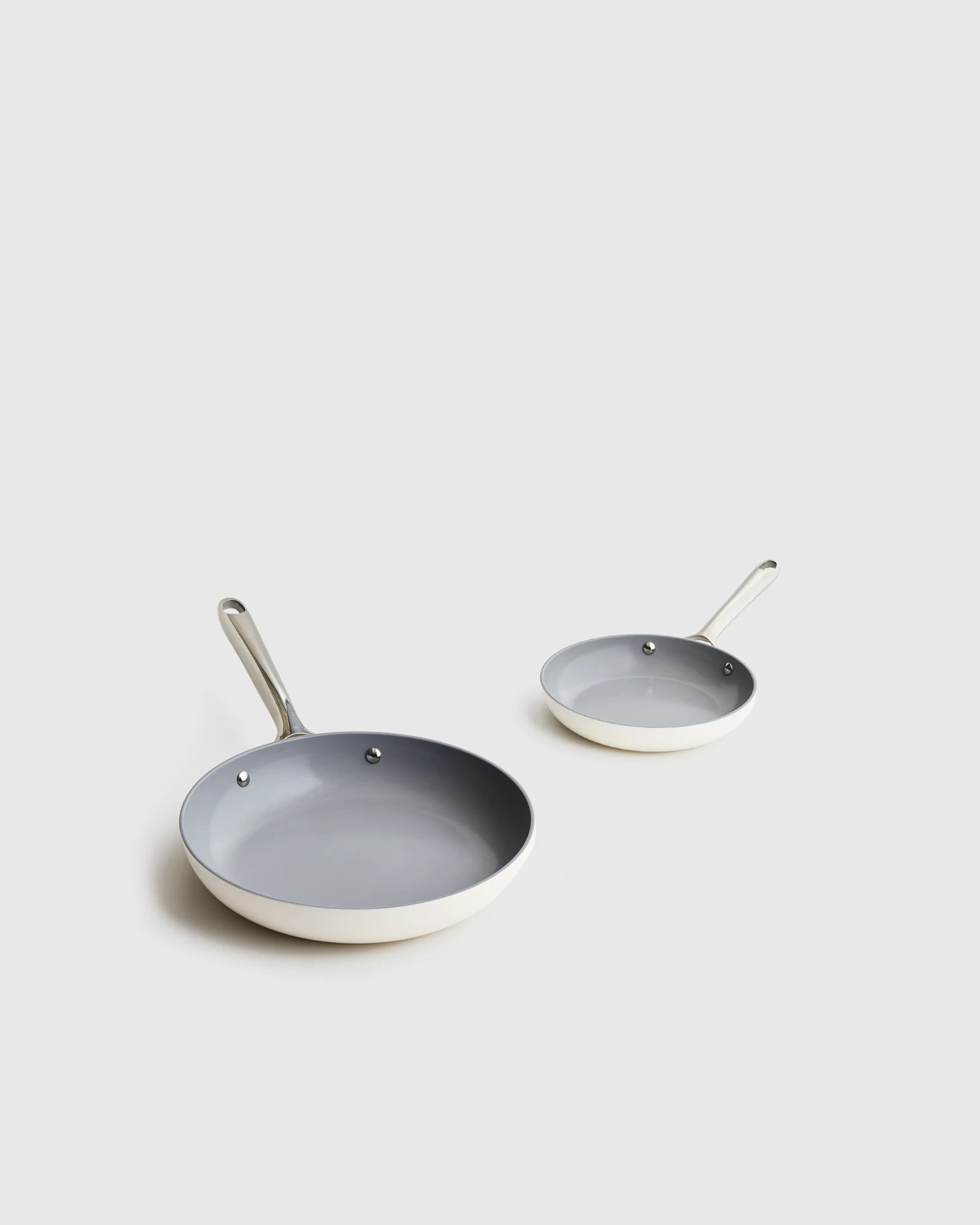 Quince | Ceramic Nonstick Frying Pan Set in Ivory, Size 8"" & 10"", Aluminum | Quince