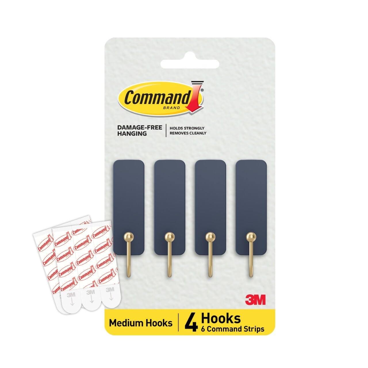 Command Medium Wire Hook, Juniper Berry, 4 Hooks, 6 Strips | Amazon (US)