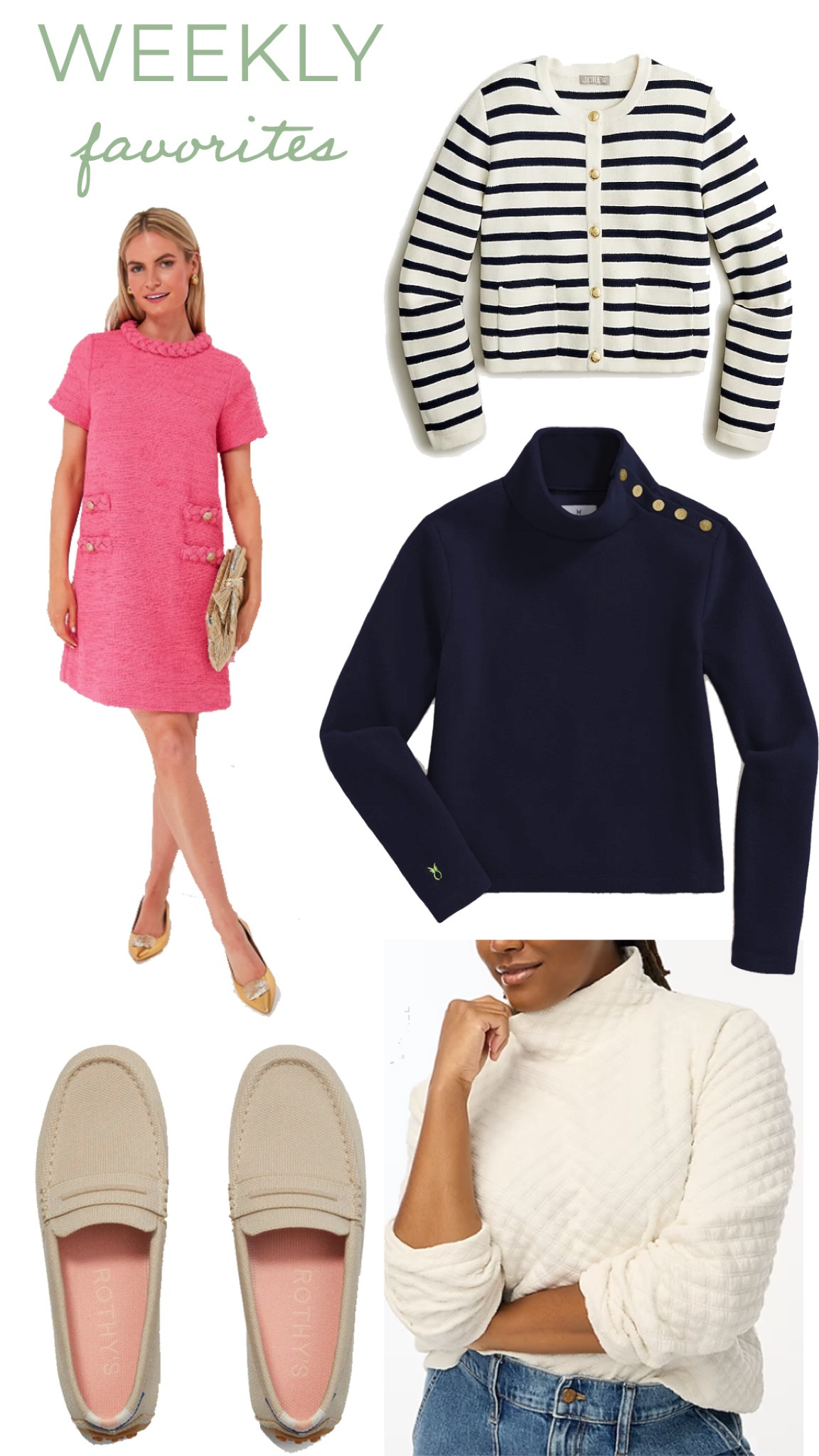 Weekly favorites  for transitioning my wardrobe to fall 🍂🍁
#preppystyle #classicstyle #size8 #size10 #tuckernucking #jcrew #dudleystephens #rothys 

#LTKmidsize #LTKfindsunder100