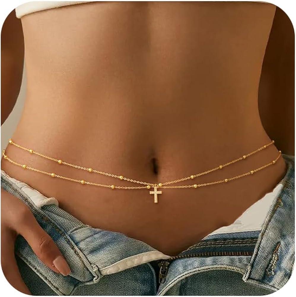 CHESKY Waist Chain for Women, Dainty Gold Plated Belly Chain for The Waist Adjustable Waterproof ... | Amazon (US)