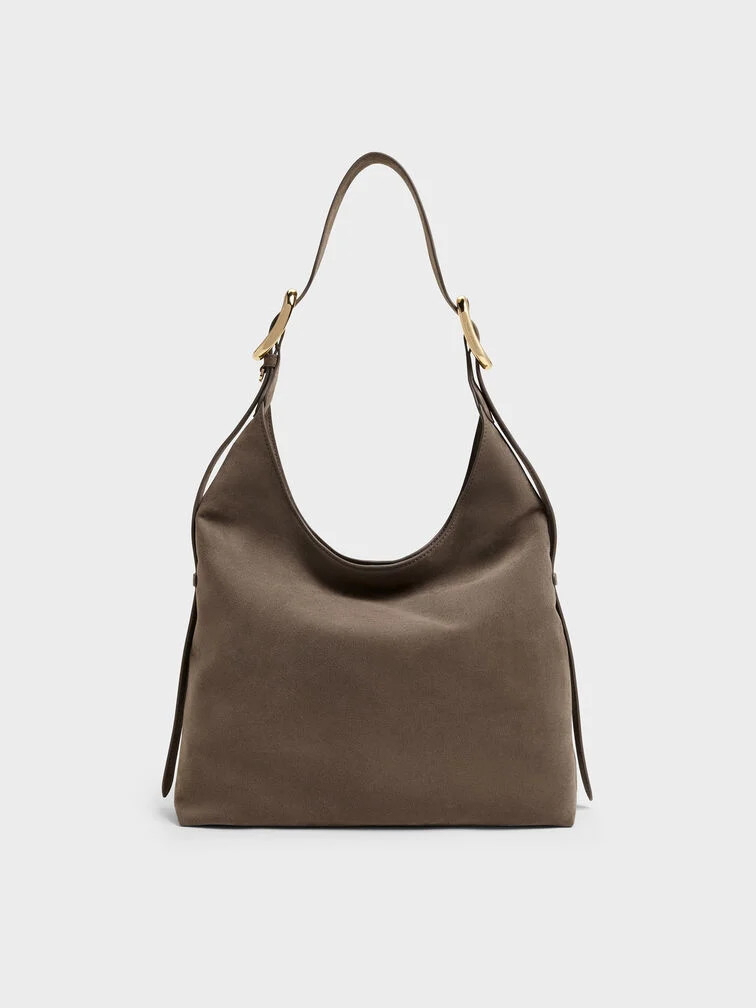 Pecan Brown Aislin Hobo Bag | CHARLES & KEITH UK | Charles & Keith UK