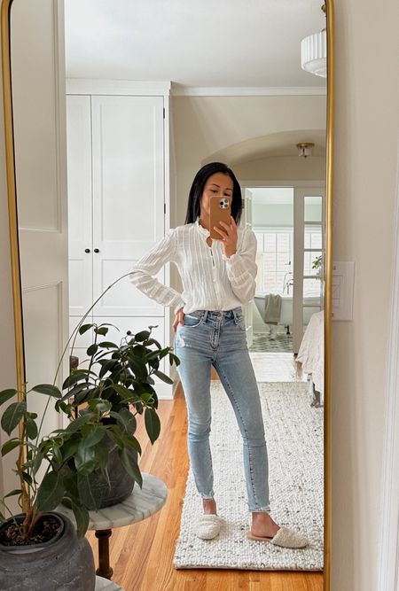 outfit from my reel. classic peasant-style blouse has a polished look and so soft + comfortable to wear. 

#top #jeans

#LTKFind