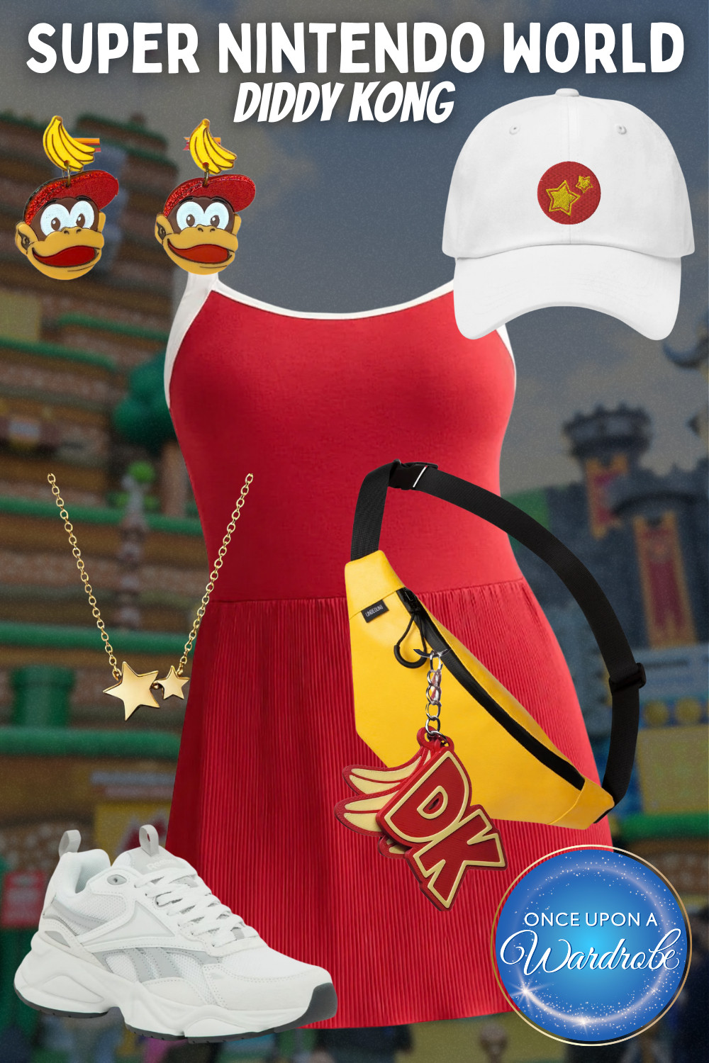 This Diddy Kong–inspired outfit is perfect for Super Nintendo World at Epic Universe 🍌❤️ A bold red dress paired with playful banana details, comfy sneakers, and a hands-free belt bag makes this look ideal for long park days at Universal Orlando. It’s themed without being costume-y, easy to wear in warm weather, and perfect for photos inside Super Nintendo World. All items are linked and ready to shop for your next Epic Universe outfit! 

 #LTKTravel