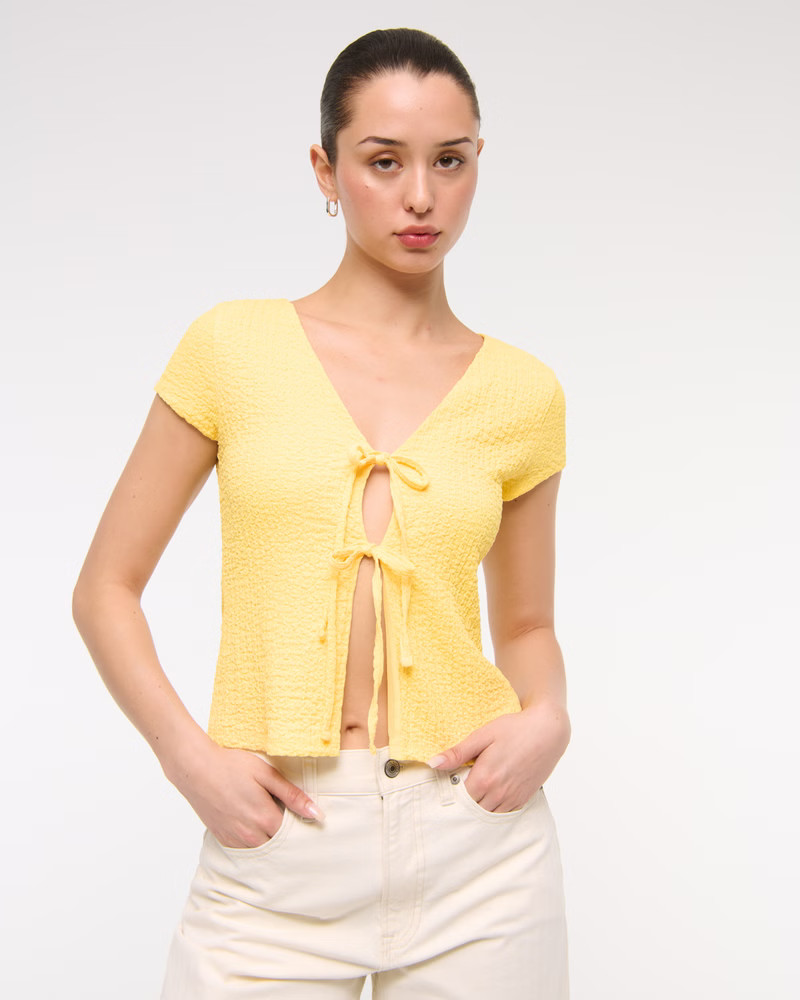 Women's Bubble Knit Tie-Front Top | Women's Tops | Abercrombie.com | Abercrombie & Fitch (US)