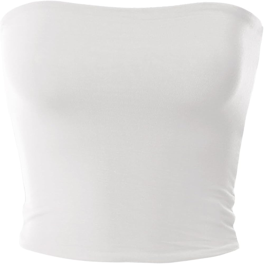 MixMatchy Women's Casual Strapless Basic Sexy Tube Top | Amazon (US)