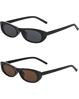 Elongated Narrow Cat Eye Sunglasses for Women Men 90s Sun Glasses Womens Small Oval Sunglasses Bl... | Amazon (US)