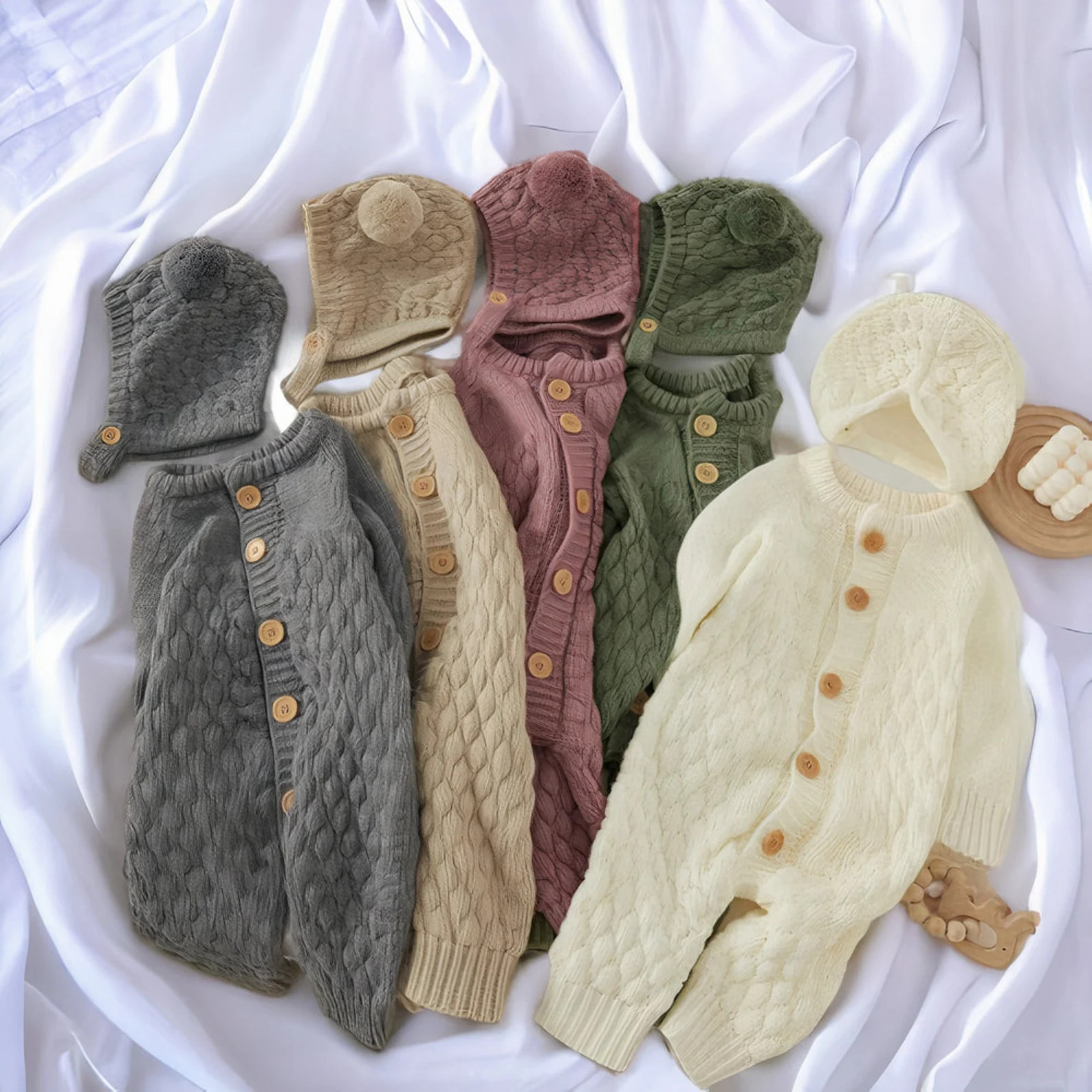 Cozy Knitted Romper Beanie and Romper for Babies 2 Piece - Etsy | Etsy (US)