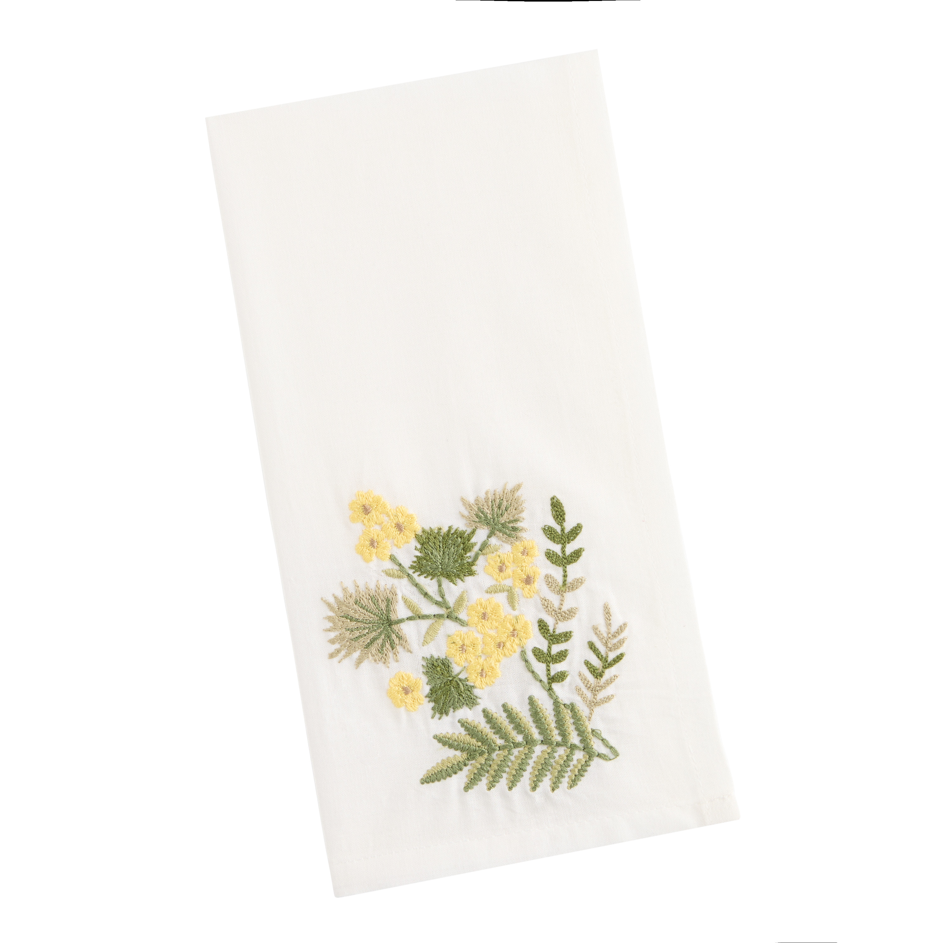 Ivory and Yellow Mimosa Flower Embroidered Napkin | World Market