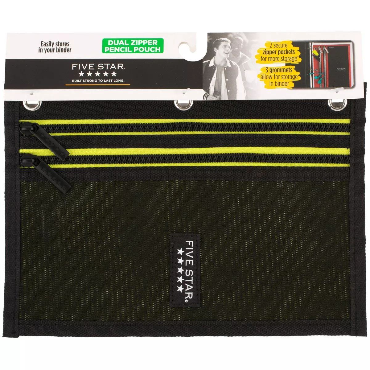 Five Star Dual Zipper Pencil Pouch - Black | Target