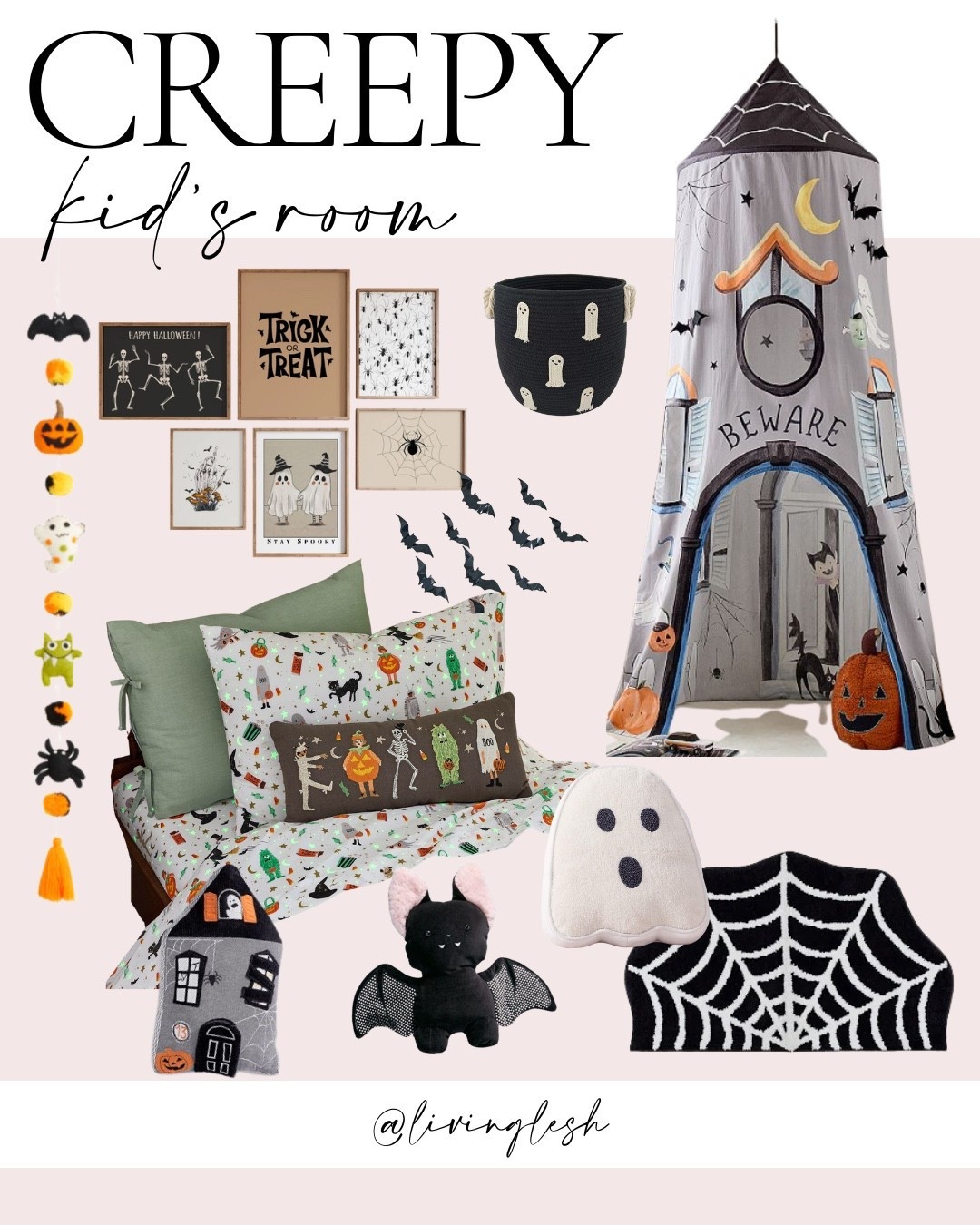Kids room | kids room decor | Halloween decor | pottery barn kids | west elm | Halloween bedroom | Halloween sheets | Halloween gallery wall | kids playroom | Halloween rug

#LTKKids #LTKHome #LTKSeasonal