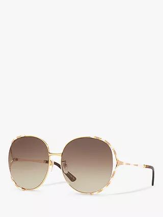 Gucci GG0595S Women's Oversized Oval Sunglasses, Gold/Brown Gradient | John Lewis (UK)
