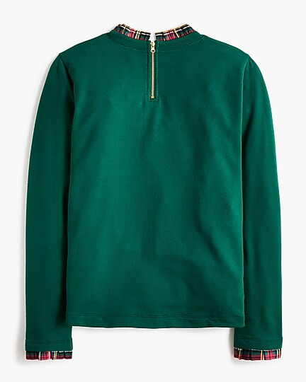 Tartan ruffle-collar pullover | J.Crew Factory