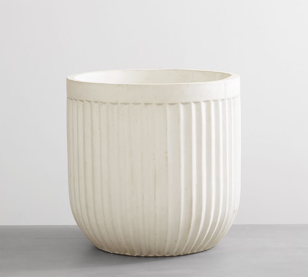 Concrete Fluted Planter - Chalk | Pottery Barn (US)