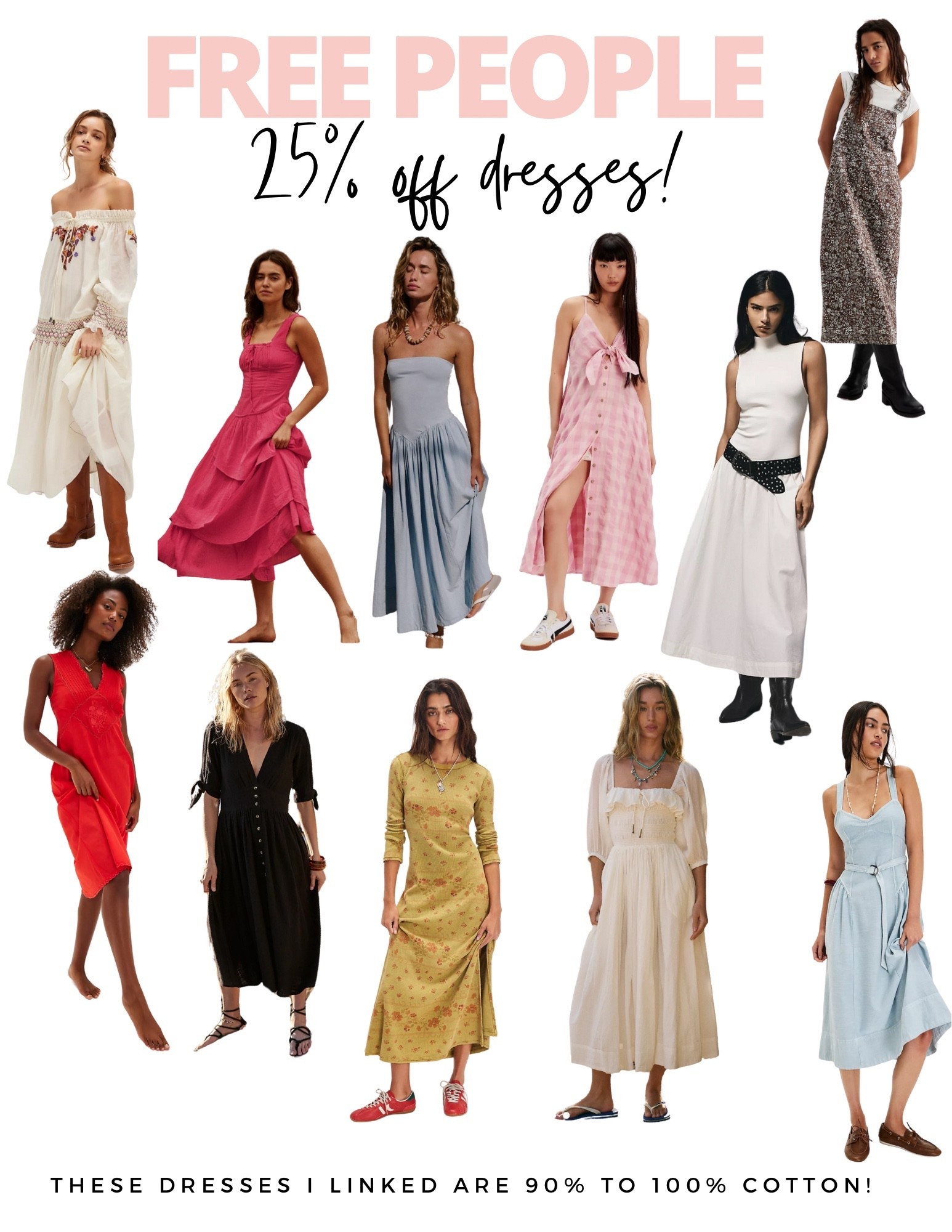 25% off most dresses from Free People! The ones I linked are 90-100% cotton. If you want to make sure just read the item description #freepeople #dresses #falloutfits #cottondress

#LTKFallSale #LTKSaleAlert #LTKFindsUnder100