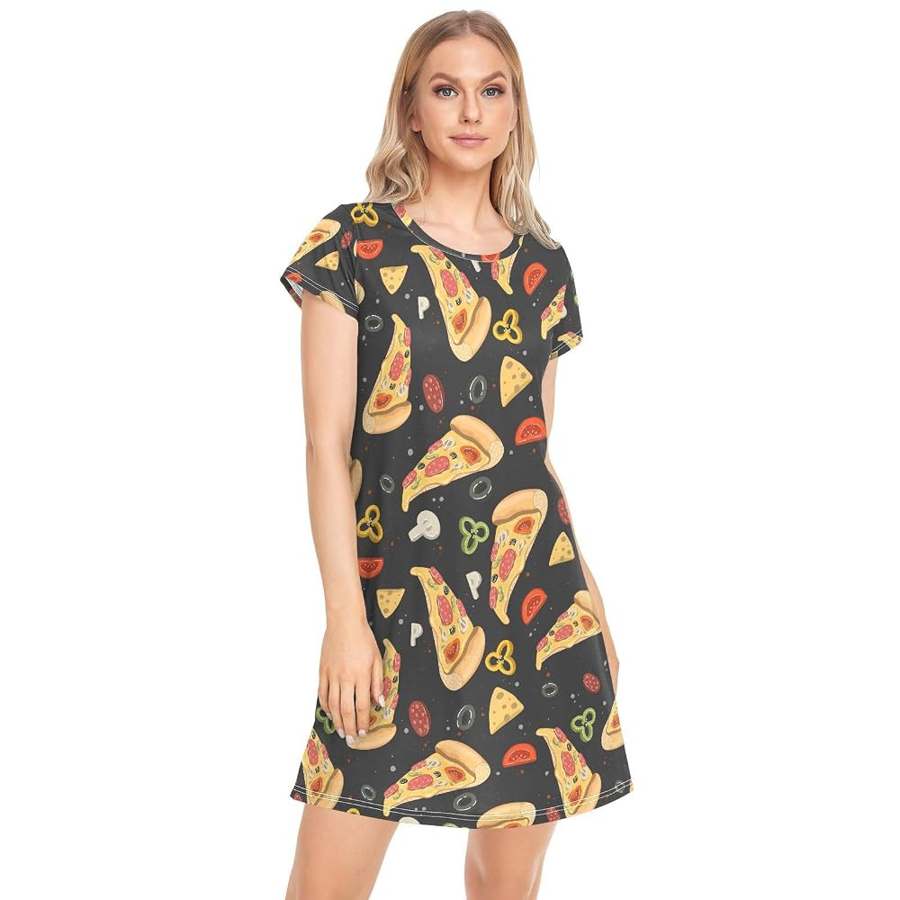 vvfelixl Womens Nightgown Woodland Animals Short Sleeve Nightgowns for Women Sleepwear Night shir... | Amazon (US)