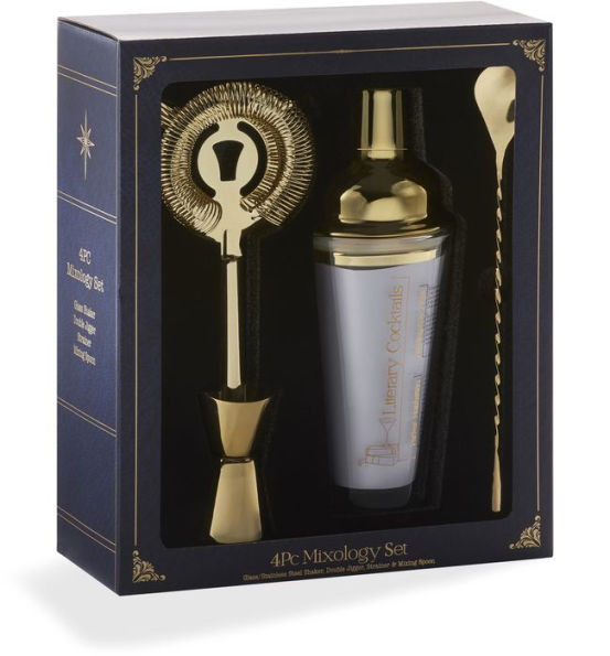 4pc Mixology Set w/Book Stack Shaker | Barnes & Noble