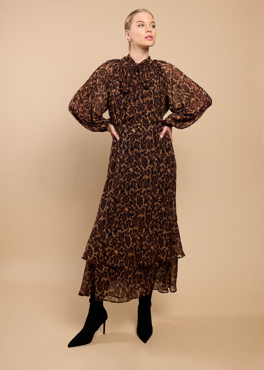 Little Mistress Leopard Print Chiffon Midaxi Dress by Vicky Pattison | Matalan (UK)