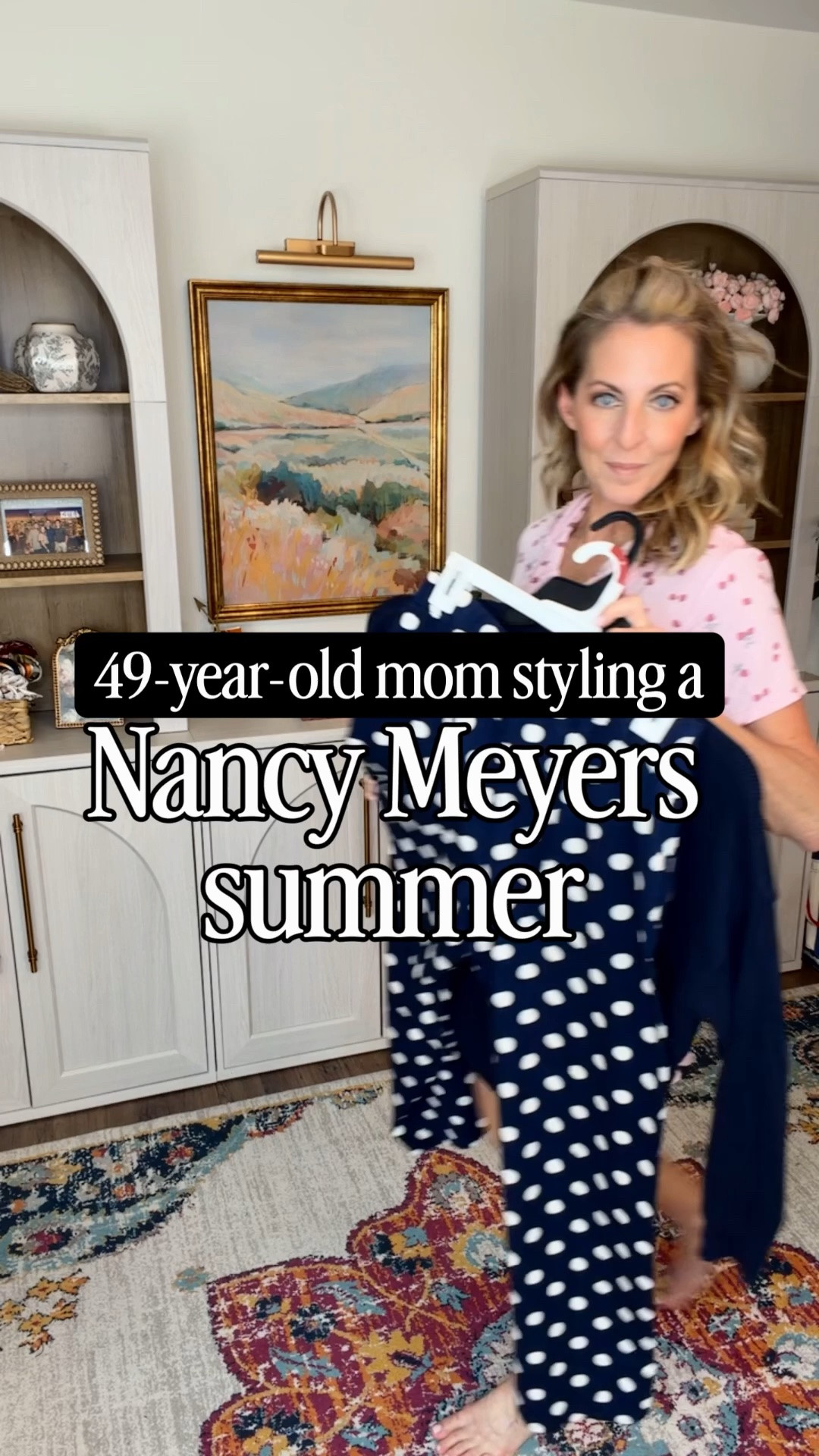 Follow + comment SHOP and I’ll send you all the links.

49-year-old mom styling a Nancy Meyers summer and honestly… I may never take these Target polka dot pants off. Navy and white always feels timeless, chic, and a little bit coastal grandma in the best way. Added a simple white tee, a navy sweater, and my favorite Americana touches for an easy summer look that feels expensive without the price tag.

Target style, Americana outfits, red white and blue outfit, summer style inspiration, polka dot pants, navy and white outfit, chic summer outfit, coastal grandma style, Target fashion finds, over 40 style, summer capsule wardrobe, patriotic outfit ideas, affordable summer fashion, Nancy Meyers aesthetic, classic summer style