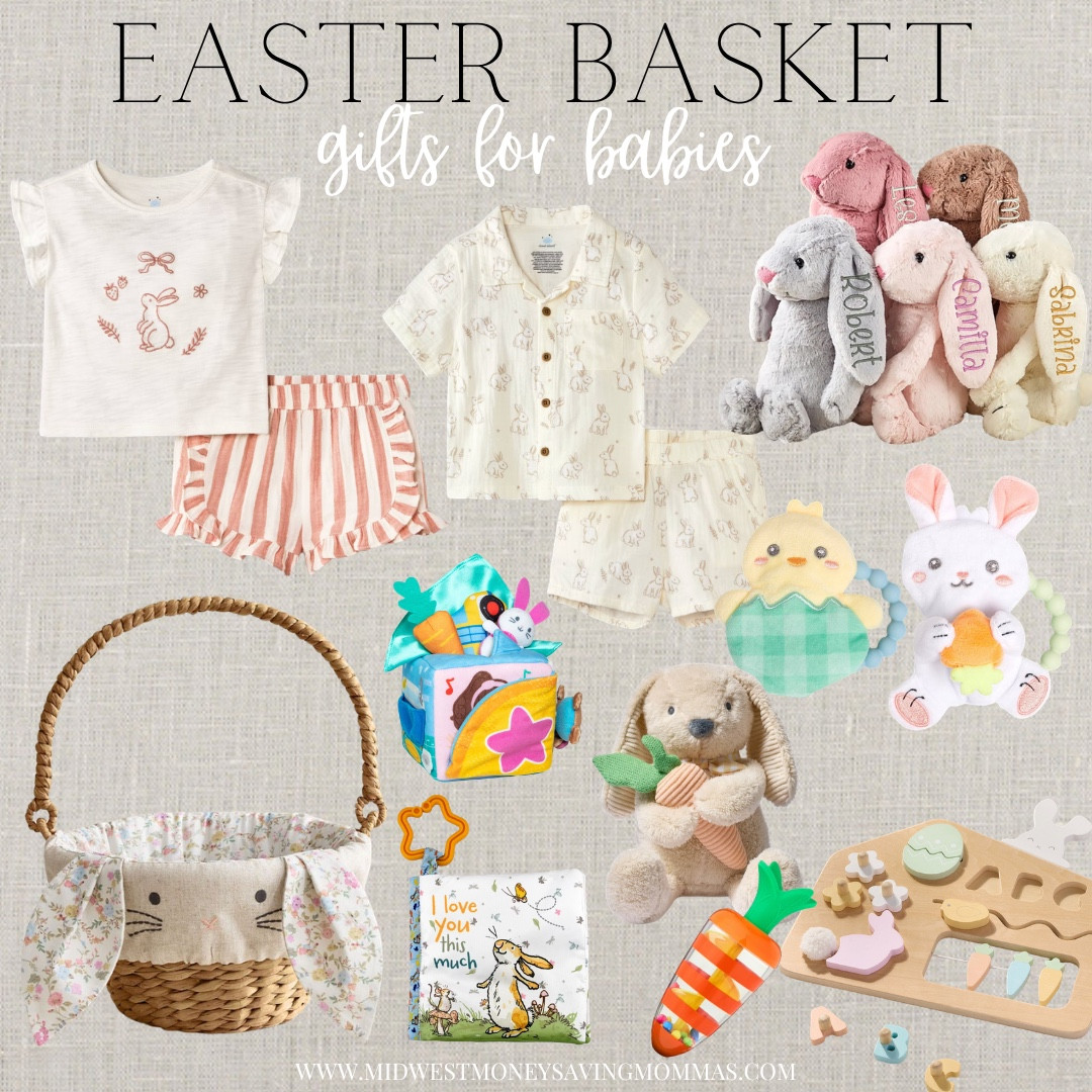 Easter basket gifts for babies

Gift ideas  baby clothes  rattler  puzzle  books  plushies  baby toys 

#LTKmomlife #LTKSeasonal #LTKBaby