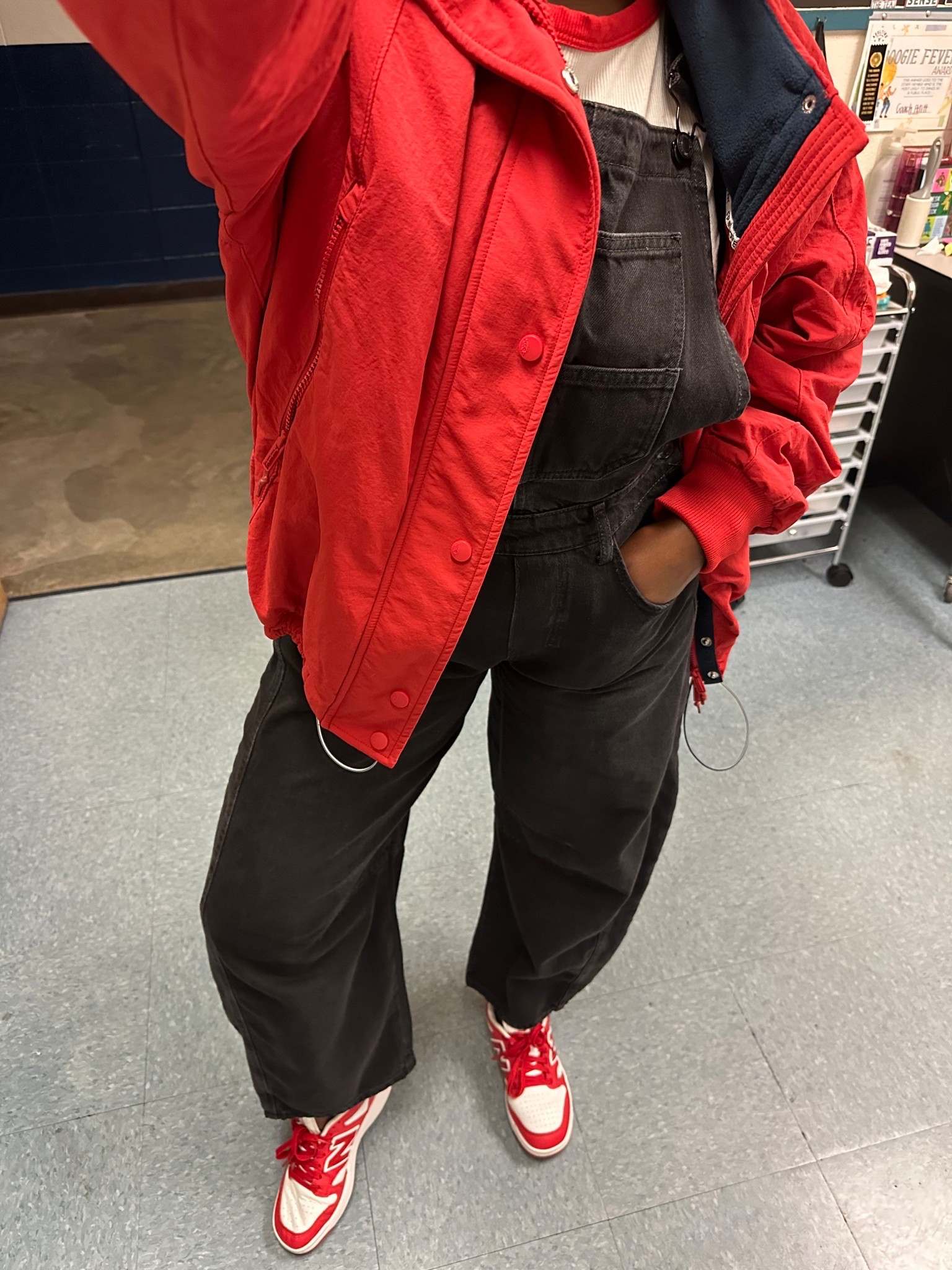 Spring transition outfit (size down in overalls , jacket is true to size ) Wearing a small in overalls and a medium in jacket . 

#LTKWorkwear #LTKSeasonal #LTKspringtrends