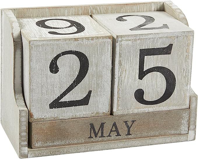 Calendar Block - Wooden Perpetual Desk Calendar - Home and Office Decor, 5.3 x 3.7 x 2.6 inches | Amazon (US)
