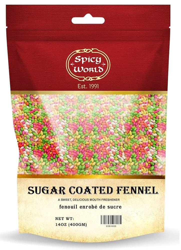 Spicy World Sugar Coated Fennel Seeds | Sweet Saunf Candy for Mouth Freshening - 14 Oz (400g) Pac... | Amazon (US)