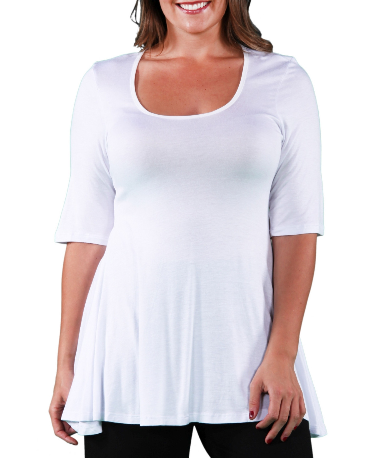 24seven Comfort Apparel Plus Size Tunic Top - White | Macy's