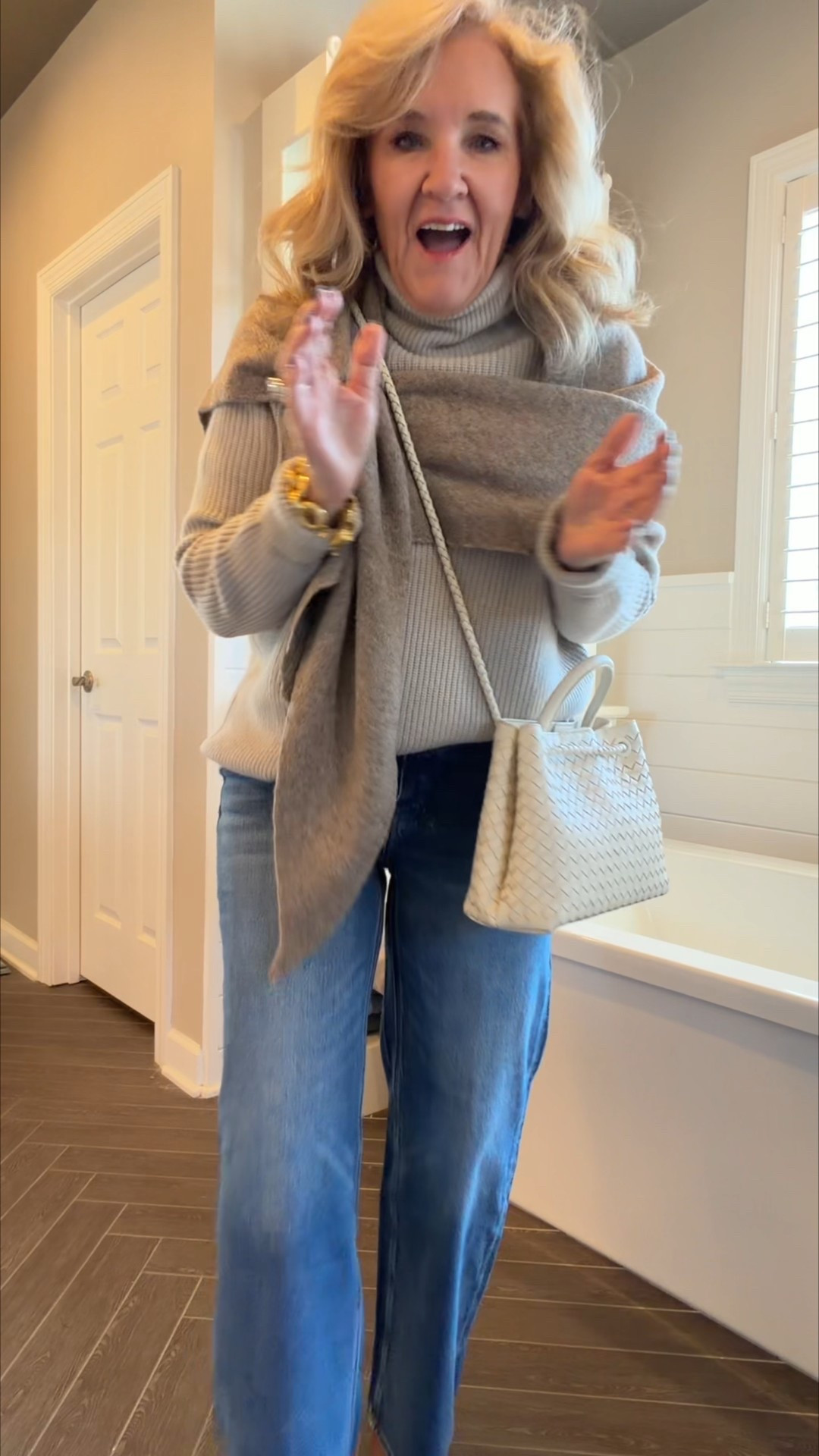The sweater scarf is a big trend! Love this Amazon one! I’m linking a few cute options! 
Cashmere turtleneck size medium get any color! There’s a gorgeous blue too  
Small bone tote (there’s a larger version)
Jeans size 29 waist 28 inseam 


#LTKOver40 #LTKFindsUnder100 #LTKMidsize #LTKootd